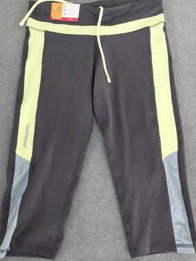 Champion C9 Duo Dry Women's Knee Length Leggings Black Neon Yellow Grey Small